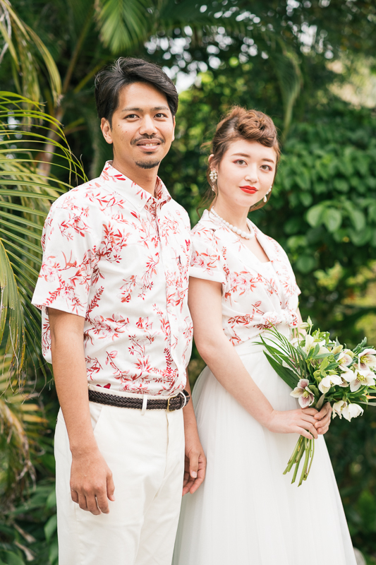 沖縄　結婚式　ワンピース　MAJUN　FLOWER RED